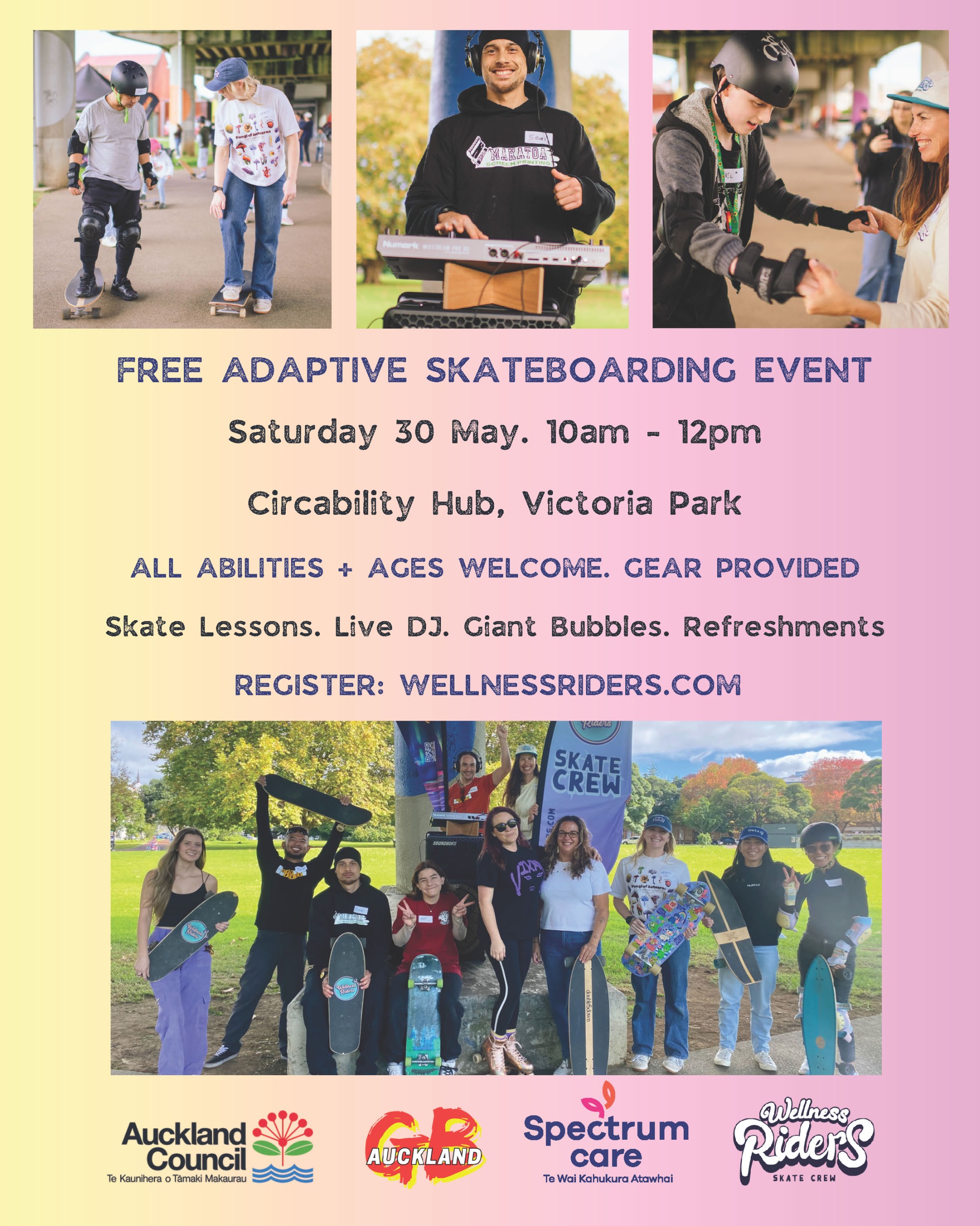 Join us at this free adaptive skateboarding event to share your feedback on skateparks while enjoying an inclusive, all-abilities community session.