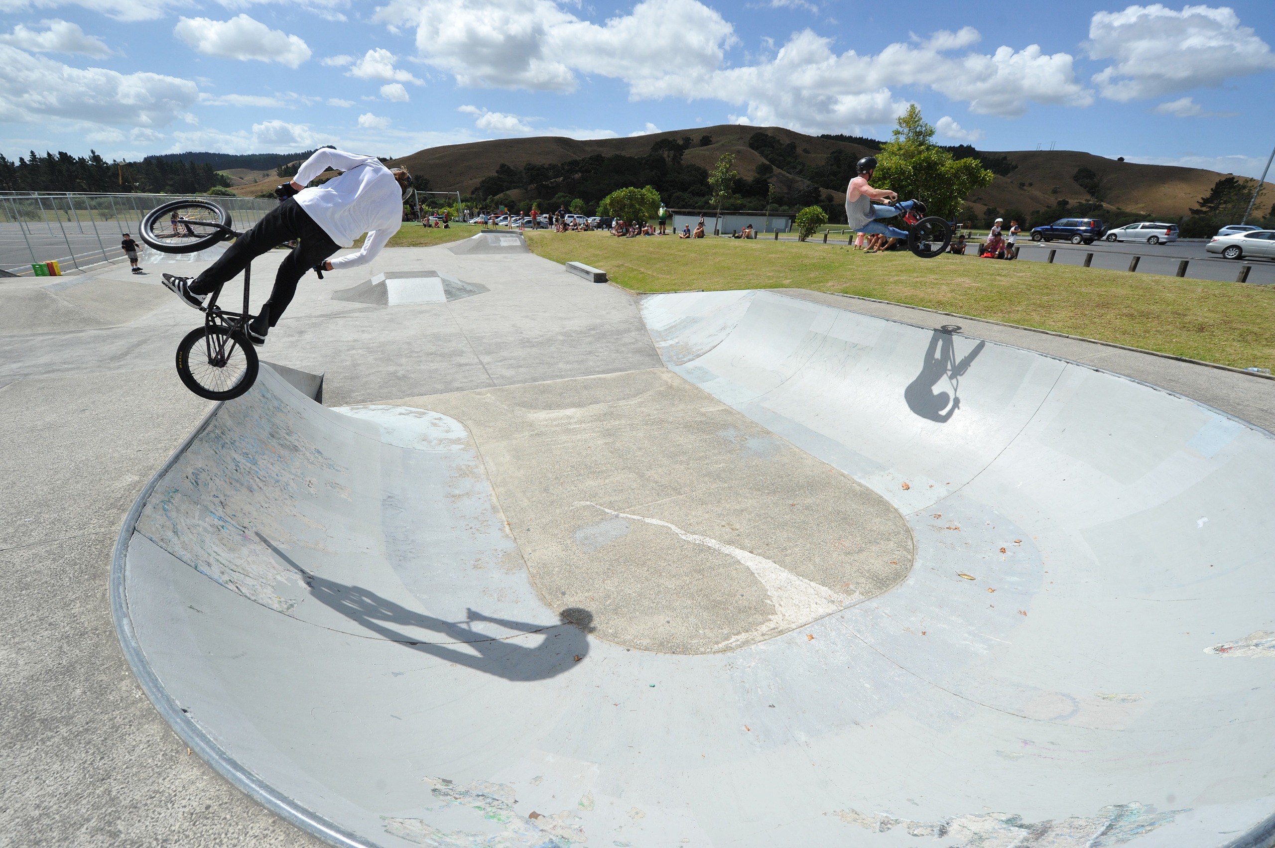 BMX rider in the air mid-trick