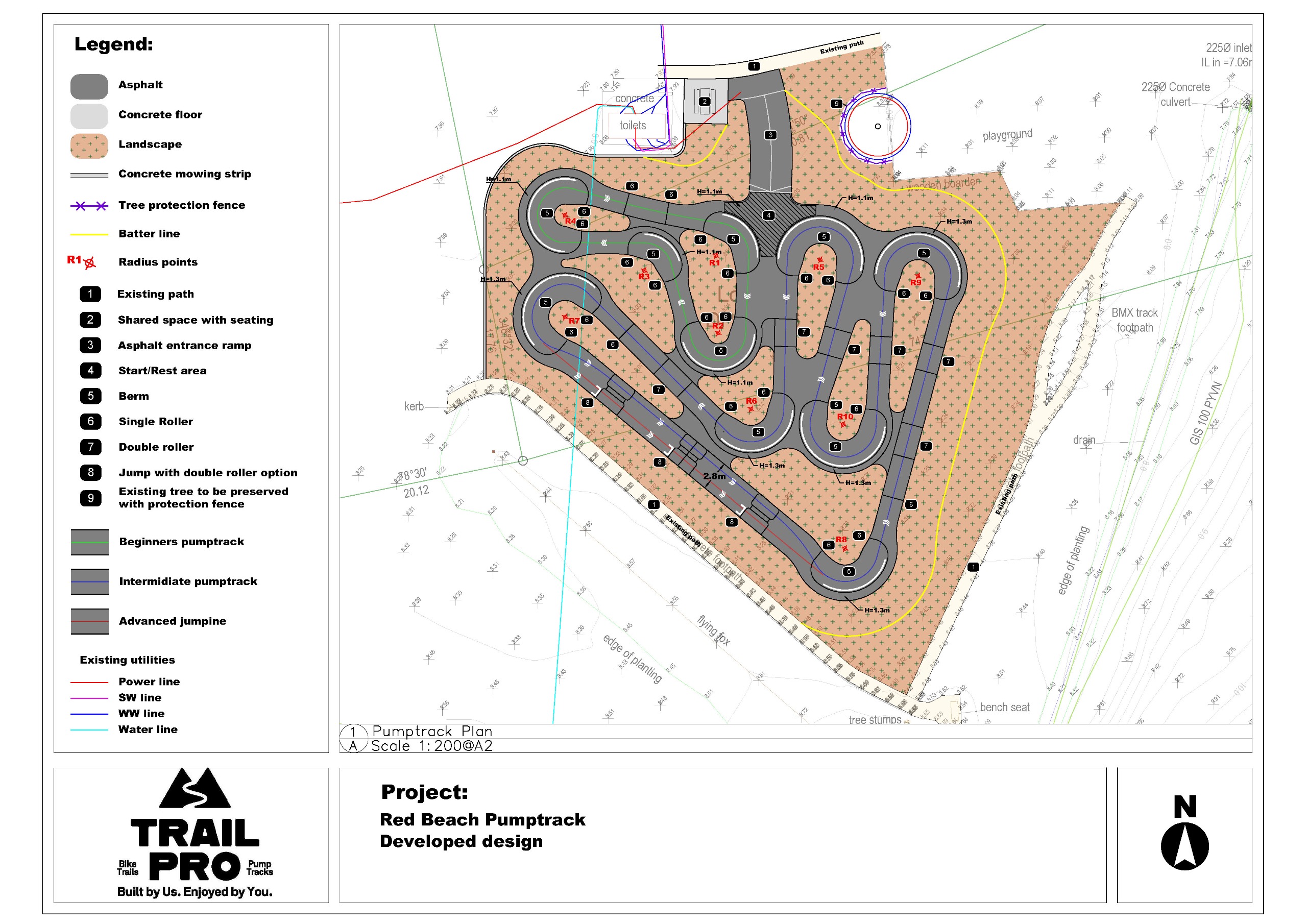 The concept plan shows a beginner section for those just starting out and an advanced track for older, more confident riders. 